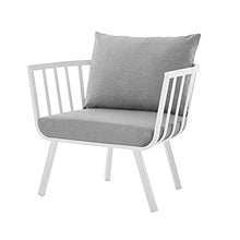Lounge Sectional Sofa Chair Set, Aluminum, Metal, White Grey Gray, Modern, Outdoor Patio Cafe Bistro