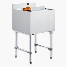 VEVOR Commercial Ice Bin, 49.4 Qt Max Capacity, 18 x 19 x 33 Inch Stainless Steel Ice Chest with Sliding Lid and Bottle Holders, Cooler Cart Cocktail Unit for Bar Restaurant Pub, NSF Certified