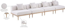 Meridian Furniture 55036Beige-S4A Laguna Collection Modern | Contemporary Outdoor Patio 4Pc. Modular Sofa, Teak Finish Aluminum, Waterproof Olefin Fabric, 142" W x 35.5" D x 28.5" H, Beige