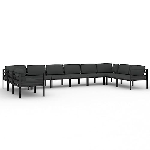 ZQQLVOO 10 Piece Patio Lounge Set with Cushions Aluminum Anthracite, Outdoor Bistro Set, Balcony Furniture Set, Outdoor Bistro Table and Chairs Set for Yard Backyard Lawn Porch Poolside Balcony