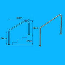 Swimming Pool handrails Stainless Steel Upper and Lower Swimming Pool Safety handrails Indoor and Outdoor Pool Wall Slope Railing Safety Grab Handle (Silver 88CM) (Silver 88CM)