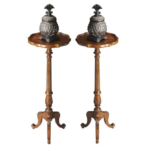 Home Square Pedestal Plant Stand in Vintage Oak - Set of 2