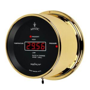 MaXimum Mystic Barometer Thermometer - Brass Case, Black Dial