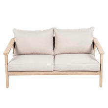Merax Outdoor Acacia Wood & Wicker Loveseat, 2-Seater Patio Garden Sofa