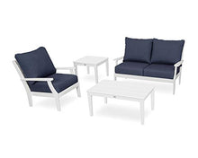 POLYWOOD® Braxton 4-Piece Deep Seating Set in White/Spectrum Indigo