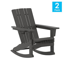Taylor & Logan Hedley Adirondack Rocking Chair with Cup Holder, Weather Resistant HDPE Adirondack Rocking Chair in Gray, Set of 2