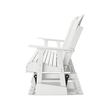 Benjara BM315939 Sami 67 Inch Outdoor Adirondack Glider Loveseat, Dropdown Cupholders, White