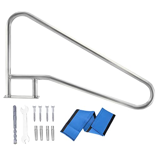 MSHOSAC Swimming Pool Safety Hand Rail Pool Handrail, Swimming Pool Safety Stair Rail, Stainless Steel Stair Pool Hand Rail, Pool Rail with Base Plate