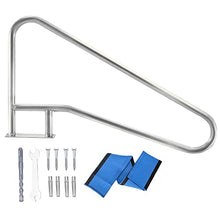 MSHOSAC Swimming Pool Safety Hand Rail Pool Handrail, Swimming Pool Safety Stair Rail, Stainless Steel Stair Pool Hand Rail, Pool Rail with Base Plate