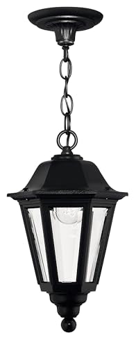 Hinkley Manor House Medium Outdoor Hanging Lantern, Aluminum, Clear Beveled Glass Panes, Estate Series, Black Finish