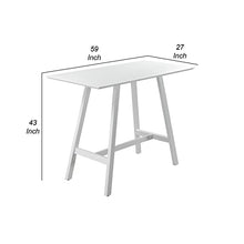 Benjara Keli 43 Inch Bar Table, Classic White Aluminum Frame, Rectanglular Top