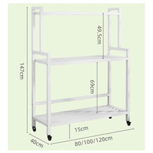 UMJIGF Heavy Duty Metal Plant Stand on Wheels, 2/3 Tier Adjustable Height Flower Shelf Versatile Rack for Garden Living Room Balcony,Black-120x40x147cm