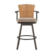 HomeRoots 40" Brown Metal Swivel Outdoor Counter Height Bar Chair with Footrest Brown