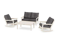 Polywood® Vineyard 4-Piece Deep Seating Rocking Chair Set in Sand/Ash Charcoal