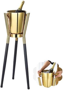 Eoweiot Free Standing Wine Cooler Bucket Stand, 84cm Stainless Steel Champagne Holder with Removable Tub,for KTV BBQ Restaurant Outdoor (A)