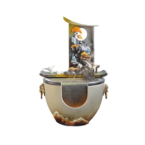 Outdoor Water Fountain Feng Shui Water Fountain with Pond, Decorative Circulating Landscape for Home Office(Yellow)