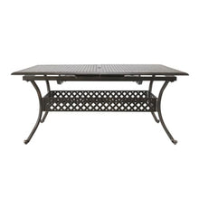 Homyee Expandable Dining Table with Aluminium Frame and 4 Legs for Backyard, Lawn, Porch, Outdoor Patio Kitchen Table with Umbrella Hole and Hollow Design for Poolside, Dining Room