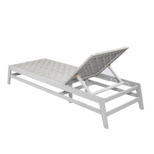 Homyee Acacia Wood Chaise Lounge with Stylish Rope Design and Adjustable Seating for Backyard, Poolside, Outdoor Loungers with Four Different Positions for Lawn, Yard (4 PCS)