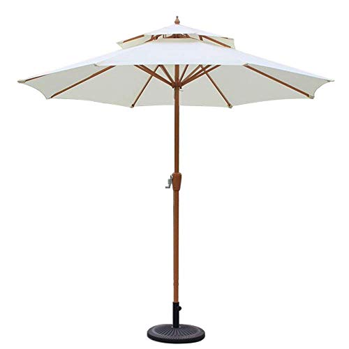 FAFACAI Parasols 9ft / 270cm Double Top Garden Patio Umbrella with Crank Handle, Sun Shade Waterproof Protection for Terrace, Balcony, Pool, Beach (White)