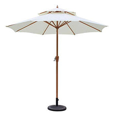 FAFACAI Parasols 9ft / 270cm Double Top Garden Patio Umbrella with Crank Handle, Sun Shade Waterproof Protection for Terrace, Balcony, Pool, Beach (White)