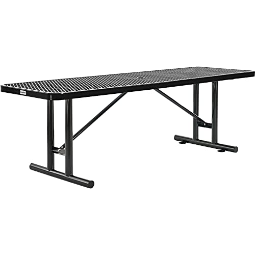Global Industrial 8'L Rectangular Steel Dining Table, Expanded Metal, Black