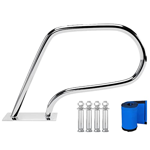 BSNANCA Pool Handrails Swimming Pool Safety Hand Rail, Stair Pool Hand Rail Rated 250Lbs Load Capacity, Pool Handrail with Blue Grip Cover, Screws/22 * 30 inch ()