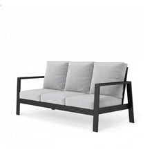 Seeheool 75" All-Weather Aluminum 3-seat Patio Sofa with Thick Light Gray Cushions & Black Frame