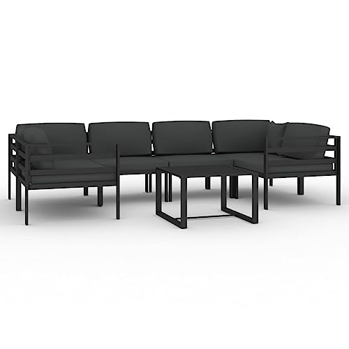 KUPTYERFG Modular Garden Lounge Set Table - Powder-Coated Aluminum Patio Furniture Component, Anthracite Grey Rectangular Coffee Table for Outdoor Terrace and Balcony Layouts