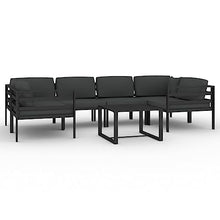 KUPTYERFG Modular Garden Lounge Set Table - Powder-Coated Aluminum Patio Furniture Component, Anthracite Grey Rectangular Coffee Table for Outdoor Terrace and Balcony Layouts