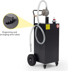 50 Gallon Fuel Tank with Pump, Heavy Duty Portable Gasoline Tank with Roller/Hose/Fuel Transfer Storage Tank for Cars, Trucks, Motorcycles and ATVs, Red