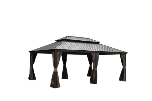 LOPOO Outdoor Living Hardtop Gazebo Brown