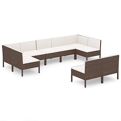 KPOUTRFG 9 Piece Modular Outdoor Seating Set Brown Garden Lounge Set with Flexible Arrangement for Patio
