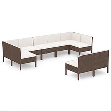 KPOUTRFG 9 Piece Modular Outdoor Seating Set Brown Garden Lounge Set with Flexible Arrangement for Patio