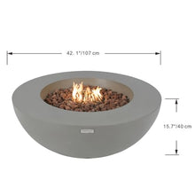 Lunar Bowl Fire Table Outdoor Fire Pit 42" x 42" Cast Concrete Round Firepit Includes Lava Rocks 45,000 BTUs Outdoor Fireplace for Patio Furniture Set, Deck, Porch, Outdoor Heater - Liquid Propane