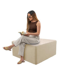 FDP 36" Square Oversized Outdoor Ottoman Featuring Sunbrella Two-Tone - Weather-Resistant, Fade-Resistant, Fully Assembled Patio Furniture for Backyard or Poolside Seating, 18" H - Flax/Sand