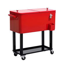 Outdoor Rolling Cooling Bins with Handy Bottle Opener/Cap Catcher, Ice Chest with 4 Wheels for Backyard, Poolside, and More