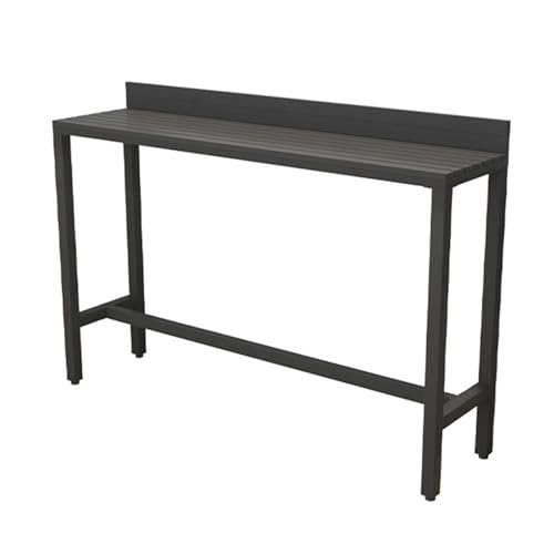 Yclty Outdoor Bar Table, Patio Pub Height Table with Anti-Fall Baffle, All-Weather Bar Height Counter Table, Narrow Dining Table for Hot Tub, Garden & Backyard(Color:Black+Black,Size:L-62.9in)