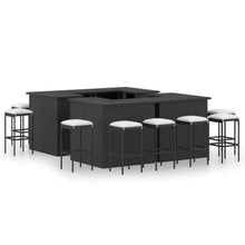 KPOTUERTU 16 Piece Patio Bar Set with Cushions Poly Rattan Black