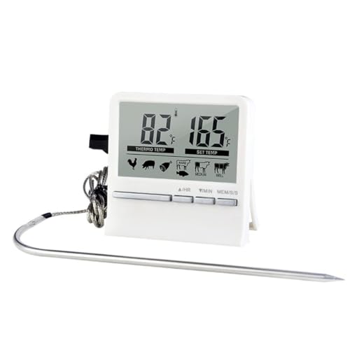 EZAGMWGFB Meat Probes Kitchen Oven Meat Thermometer – Digital Lighting Barbecue Thermometer for Meat Grilling and Smoking White