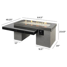 Outdoor GreatRoom Co Propane Fire Pit Table - Uptown Gas Fire Pits for Outside Patio 80,000 BTU - Concrete Firepit Fire Table with Tile & Glass Tabletop Cover, Clear Gems, Stucco Base - Brown