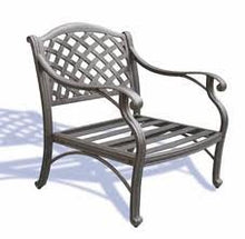 Nassau Outdoor Patio Club Chair Dark Bronze Cast Aluminum Set of 2, Walnut Cushions