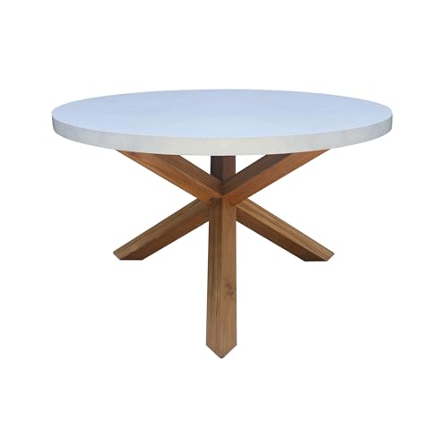 IC INTERNATIONAL CONCEPTS Outdoor Teak Wood Patio Dining Table with Polystone Top - Natural
