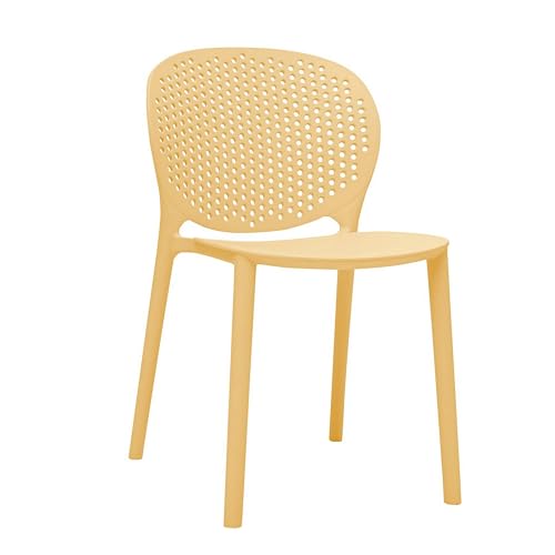 Benzara Kids Side Chair 14-Inch Round Dotted Backrest Armless Yellow