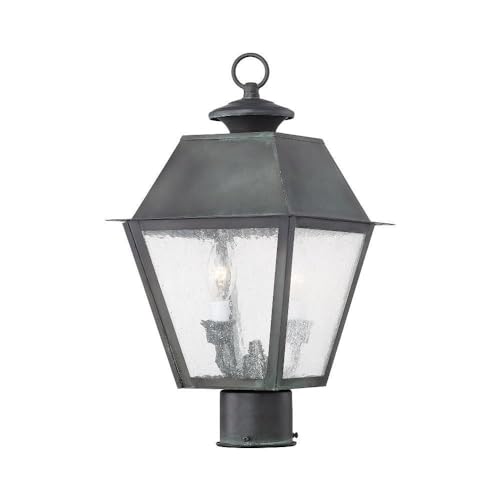 Livex Lighting 2166-61 Mansfield 2-Light Outdoor Post Lantern, Charcoal