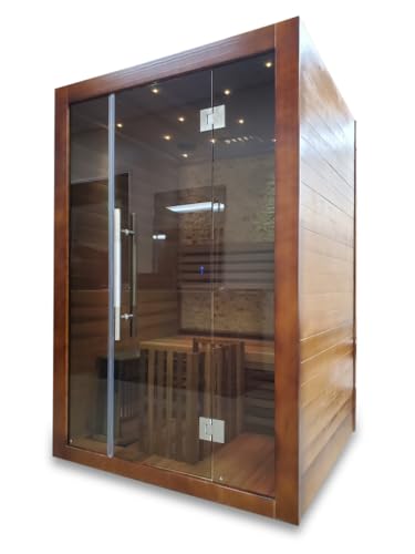 MCP-Distributions Canadian Red Cedar Wood Swedish Indoor Traditional Wet/Dry 1-2 Person Sauna SPA with 6KW 200F Heater and Rocks