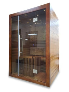 MCP-Distributions Canadian Red Cedar Wood Swedish Indoor Traditional Wet/Dry 1-2 Person Sauna SPA with 6KW 200F Heater and Rocks