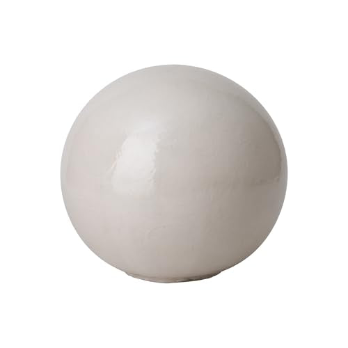 Emissary 24 in. Handcrafted Ceramic Gazing Ball White Glaze Outdoor Indoor Garden Patio Landscape Yard Planter Decor