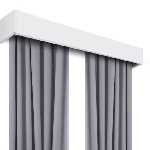 Heavy Duty Aluminum Window Cornice Box with Tracks, Extra Long Curtain Rail Cornice Boards Frame for Bedroom Living Room Decor - 1.5m/4.9ft,Wall Mount-1.2m/3.9ft