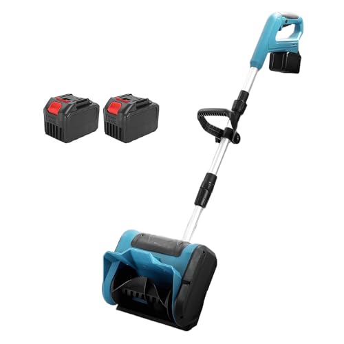 Retractable Snow Thrower, Electric Snow Shovel with Double Handle, Battery Powered Snow Thrower, Adjustable Throwing Angle, Ideal for Driveway and Snow Removal(Two Batteries)