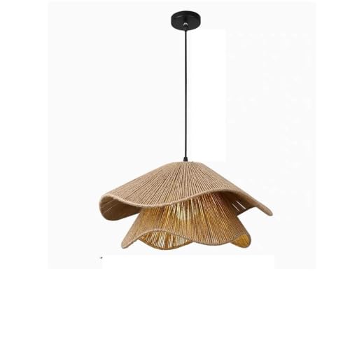 zhongheng 23.6inch Pendant Light, Hanging Fixture with Hemp Rope Lampsahde, Handwoven 2 Tier Drum Boho Chandelier for Dinning Room, Bedroom and Living(23.6in)